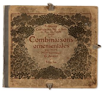 ALPHONSE MUCHA (1860-1939). COMBINAISONS ORNEMENTALES. Complete folio, with magazine & small book. 1901. Librairie Centrale des Beaux A